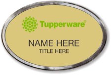 (image for) Tupperware Green Logo Oval Gold Polished Frame Prestige Badge