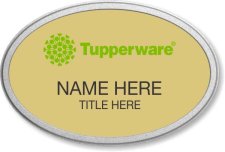 (image for) Tupperware Green Logo Oval Gold Pebbled Frame Prestige Badge