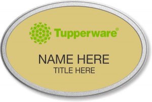 (image for) Tupperware Green Logo Oval Gold Pebbled Frame Prestige Badge