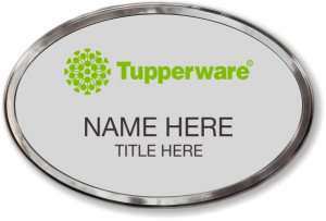 (image for) Tupperware Green Logo Oval Silver Polished Frame Prestige Badge