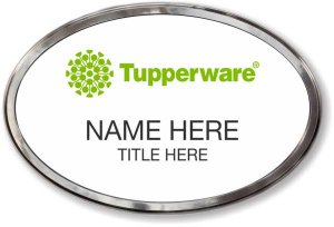 (image for) Tupperware Green Logo Oval White Polished Frame Prestige Badge