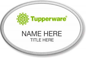 (image for) Tupperware Green Logo Oval White Pebbled Frame Prestige Badge