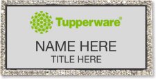 (image for) Tupperware Green Logo Silver Bling Badge