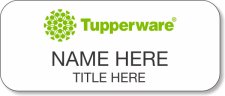(image for) Tupperware Green Logo White Name Badge