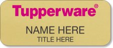 (image for) Tupperware Pink Text - Gold Name Badge