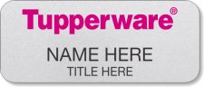 (image for) Tupperware Pink Text - Silver Name Badge