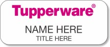 (image for) Tupperware Pink Text - White Name Badge