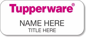 (image for) Tupperware Pink Text - White Name Badge