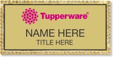 (image for) Tupperware Pink Logo Gold Bling Badge
