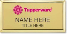 (image for) Tupperware Pink Logo Executive Gold Name Badge