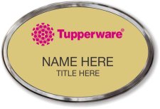 (image for) Tupperware Pink Logo Oval Gold Polished Frame Prestige Badge