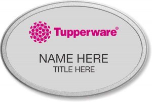 (image for) Tupperware Pink Logo Oval Silver Pebbled Frame Prestige Badge