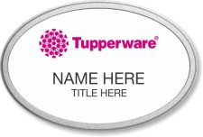 (image for) Tupperware Pink Logo Oval White Pebbled Frame Prestige Badge