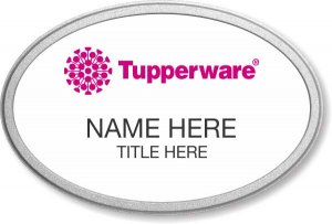 (image for) Tupperware Pink Logo Oval White Pebbled Frame Prestige Badge