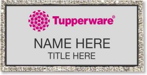 (image for) Tupperware Pink Logo Silver Bling Badge