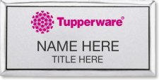 (image for) Tupperware Pink Logo Executive Silver Name Badge