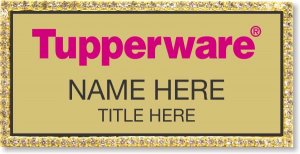 (image for) Tupperware Pink Text - Gold Bling Badge