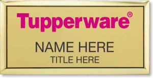 (image for) Tupperware Pink Text - Executive Gold Name Badge