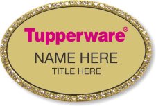 (image for) Tupperware Pink Text - Oval Gold Bling Badge