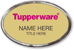 (image for) Tupperware Pink Text - Oval Gold Polished Frame Prestige Badge