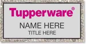 (image for) Tupperware Pink Text - Silver Bling Badge