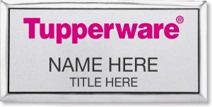 (image for) Tupperware Pink Text - Executive Silver Name Badge