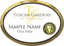 (image for) Tuscan Gardens of Venetia Bay Oval Executive Gold Other badge W/ Gem Lapel Pin