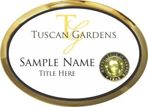 (image for) Tuscan Gardens Oval Executive Gold Other badge W/ Gem Lapel Pin