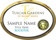 (image for) Tuscan Gardens of Delray Beach Rockstar Oval Executive Gold Badge W/ Gem Lapel Pin