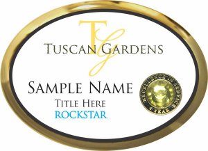 (image for) Tuscan Gardens Rockstar Oval Executive Gold Badge W/ Gem Lapel Pin