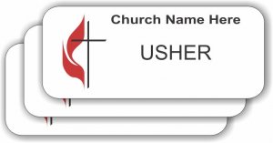 (image for) The United Methodist Church White Badge Usher Bundle (10 Badges)