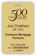 (image for) USA 500 Clubs Id Badge - Gold Vertical badge