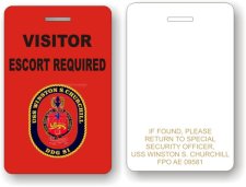 (image for) USS Winston Churchill Red Escort Required Visitor Badge