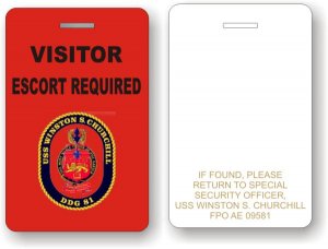 (image for) USS Winston Churchill Red Escort Required Visitor Badge