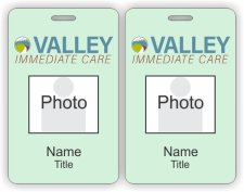 (image for) Valley Immediate Care Green Photo ID Vertical Double Sided badge - One Title
