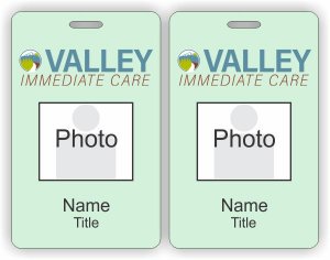 (image for) Valley Immediate Care Green Photo ID Vertical Double Sided badge - One Title