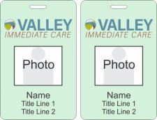 (image for) Valley Immediate Care Green Photo ID Vertical Double Sided badge - Two Title