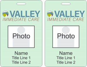 (image for) Valley Immediate Care Green Photo ID Vertical Double Sided badge - Two Title