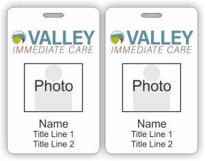 (image for) Valley Immediate Care Photo ID Vertical Double Sided badge - Two Title