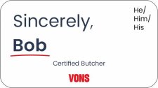 (image for) Vons Sincerely White Name Badge Pronouns