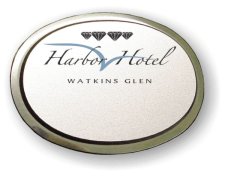 (image for) Watkins Glen Harbor Hotel Executive Oval Silver Logo Only Badge