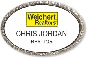 (image for) Weichert Realtors White/Silver Oval Bling Badge