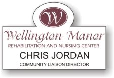(image for) Wellington Manor Rehabilitation and Nursing Center Shaped White Badge