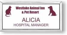 (image for) Westlake Animal Hospital Yellow Logo Executive White Silver Framed Badge