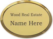 (image for) Wood Real Estate Oval Gold Badge (Engraved)