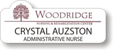 (image for) Woodridge Nursing and Rehab Center White Shaped Badge