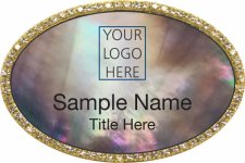 (image for) Custom Logo Gold Oval Beyond Bling Black Pearl Badge