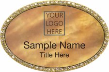 (image for) Custom Logo Gold Oval Beyond Bling Gold Pearl Badge