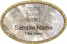 (image for) Custom Logo Gold Oval Beyond Bling White Pearl Badge