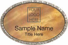 (image for) Custom Logo Silver Oval Bling Gold Pearl Badge